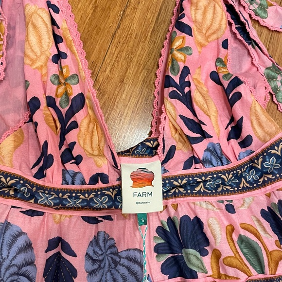 Farm Rio Tapestry Floral Pink and Blue Midi Dress - Picture 3 of 4